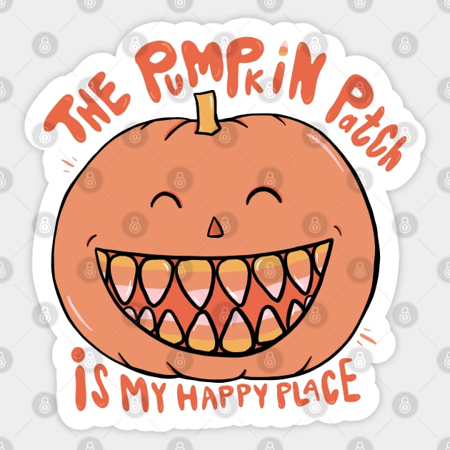 The Pumpkin Patch is My Happy Place Sticker by Doodle by Meg